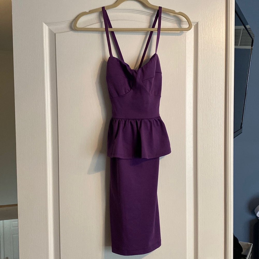 Purple Peplum Corset Top Dress